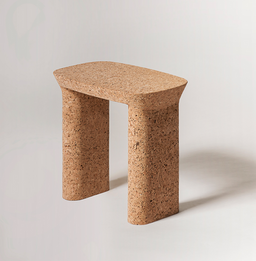 Minimalist all natural cork side tables, design by Maddalena Casadei, contemporary Sardinian craft